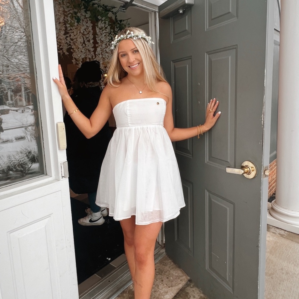 White Strapless Babydoll Dress